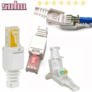 Suhuhd RJ45 CAT6 ปลั๊กเชื่อมต่ออีเธอร์เน็ต CAT6 RJ45 ไม่มีจีบ CAT6