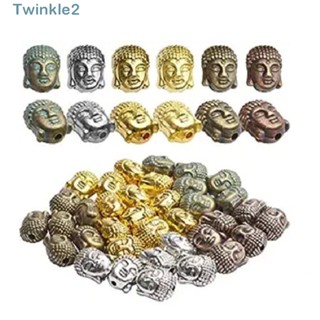 Twinkle ลูกปัดอัลลอย รูปหัวพระพุทธรูป สีเงิน สไตล์โบราณ DIY อุปกรณ์เสริม