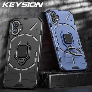 Keysion เคสโทรศัพท์ซิลิโคน PC กันกระแทก พร้อมแหวนขาตั้งโลหะ สําหรับ Nothing Phone 2 1 Nothing Phone 2 1