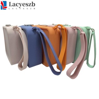 Lacyeszb กระเป๋าใส่เหรียญ ซิลิโคน ทรงสี่เหลี่ยม ขนาดเล็ก กันน้ํา สีพื้น สําหรับจัดเก็บหูฟัง สายเคเบิล