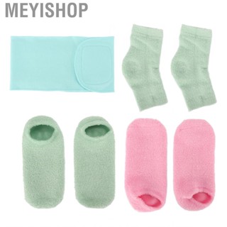 Meyishop Moisturizing Socks Neck Wrap Set Spa Gel  Cuticles Vitamin E Heal Dry Skin Easy Absorption for Home