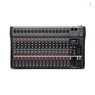 16-Channel Digital Sound Mixing Board Console - Professional Audio Mixer with USB, Bluetooth, and 48V Phantom Power Stereo Support