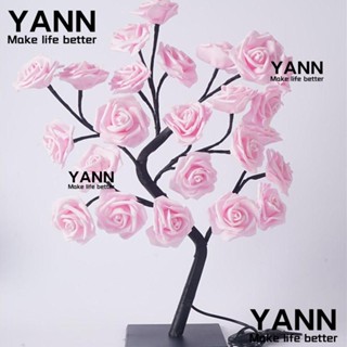 Yann1 โคมไฟช่อดอกกุหลาบ พลาสติก LED 24 ดวง ชาร์จ USB สําหรับตกแต่งบ้าน วาเลนไทน์