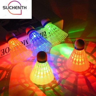 Suchenth ลูกแบดมินตัน พลาสติก มีไฟ LED เรืองแสงในที่มืด กลางแจ้ง 2 3 4 8 ชิ้น