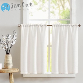 Janfat ผ้าม่านหน้าต่างสั้น สีขาว 29x36 นิ้ว สําหรับห้องครัว 2 ชิ้น