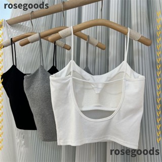 Rosegoods1 เสื้อสายเดี่ยว แขนกุด เปิดหลังเซ็กซี่ เหมาะกับเดินชายหาด แฟชั่นฤดูร้อน สําหรับผู้หญิง