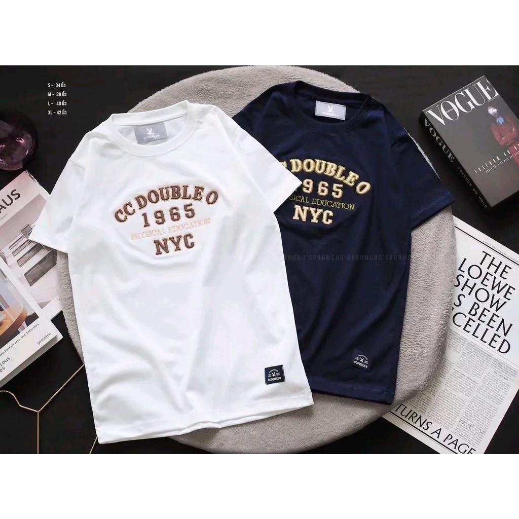 เสื้อยืดแขนสั้น งานปัก&งานป้าย CC-OO NYC ผ้าคอตตอน 100% ทรงตรงใส่ได้ทั้งชาย/หญิง{(SMLXL) No.80