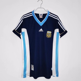 เสื้อกีฬาแขนสั้น ลายทีมชาติฟุตบอล Argentina 1998 ชุดเยือน สไตล์เรโทร