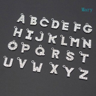 Mary จี้ลูกปัดคริสตัล พลอยเทียม รูปตัวอักษร A-Z สําหรับทําเครื่องประดับ DIY 26 ชิ้น