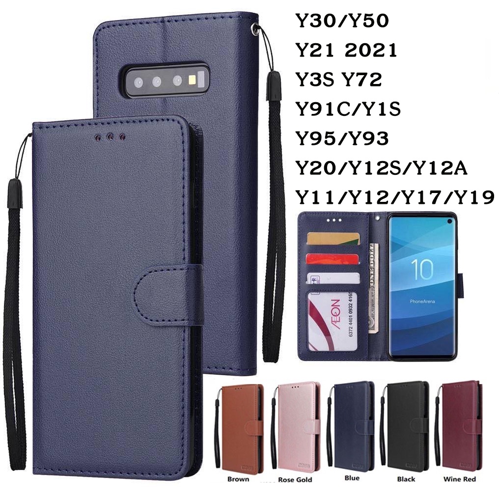 เคสฝาพับ เคสเปิดปิด มีล็อค For VIVO Y11 Y12 Y17 Y30 Y50 Y21 Y20 Y12S Y12A Y3S Y72 Y91C Y1S Y95 Y17S เคสหนัง ใส่บัตรได้