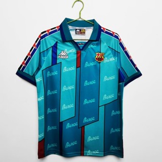 เสื้อกีฬาแขนสั้น ลายทีมชาติฟุตบอล Barcelona Away 1995 97 Barcelona Away สไตล์วินเทจ แห้งเร็ว สําหรับผู้ชาย S-XXL