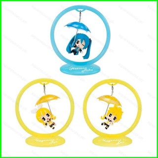 Hobby โมเดลฟิกเกอร์ Hatsune Miku Kagamine Rin Len Umbrella Q Version ของเล่นสําหรับเด็ก เก็บสะสม ของขวัญ 3 ชิ้น