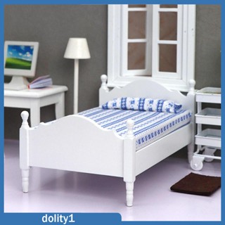 [Dolity1] โมเดลเตียงเดี่ยว ขนาดเล็ก 1:12 สําหรับตกแต่งบ้านตุ๊กตา 1:12 DIY