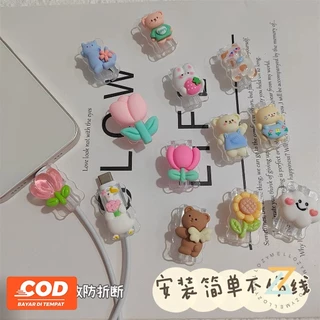 ตัวถนอมสายชาร์จโทรศัพท์มือถือ ลายการ์ตูนตุ๊กตา 3D สีแคนดี้ กันสายหัก