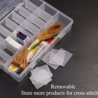กล่องพลาสติกใส 24 ช่อง สําหรับใส่จัดเก็บอุปกรณ์เย็บปักถักร้อย ครอสติช DIY
