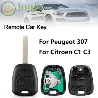 Lonfy กุญแจรีโมตรถยนต์ 433MHZ 2 ปุ่ม ชิป ID46 VA2 ทนทาน อุปกรณ์เสริม สําหรับ Peugeot 307 Citroen C1 C3