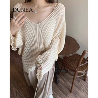 Dunea เสื้อท็อป ผ้าถัก ลายทาง ขนาดใหญ่ สําหรับผู้หญิง