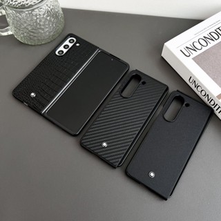 เคสหนัง ฝาพับ ลาย Montblanc สีดํา หรูหรา สําหรับ Samsung Galaxy Z Fold 3 4 5