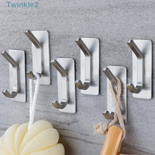 Twinkle ตะขอทาวเวอร์ สเตนเลส กันสนิม ติดตั้งง่าย ทนทาน สีเงิน สําหรับห้องน้ํา ห้องครัว 6 ชิ้น