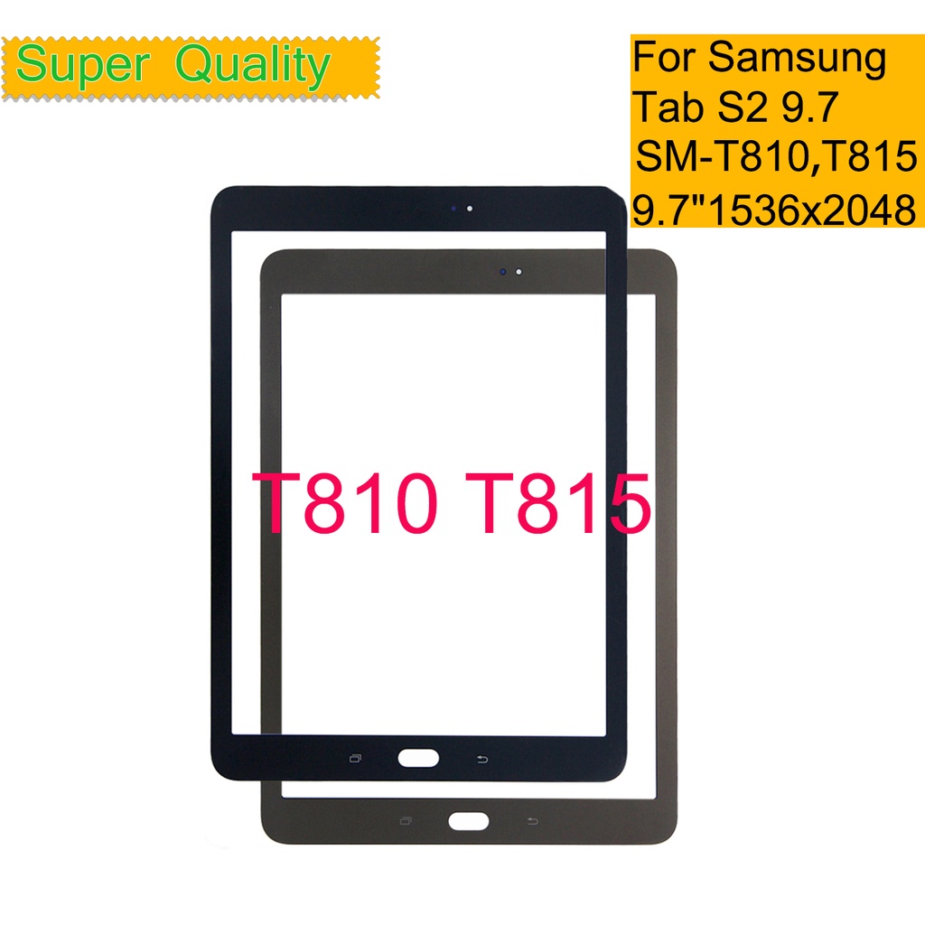 สําหรับ Samsung Galaxy Tab S2 9.7 T810 T815 หน้าจอสัมผัสแท็บเล็ตด้านหน้าด้านนอก LCD Glass เลนส์ OCA