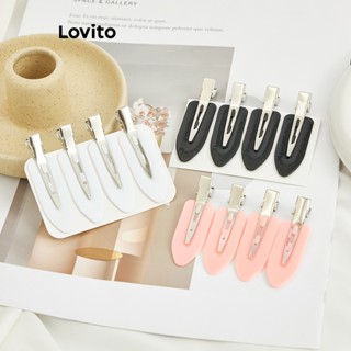 Lovito กิ๊บติดผมโลหะ แบบเรียบ ลําลอง สําหรับผู้หญิง L63AD096 (สีขาว/ชมพู/ดํา)