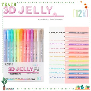 Teath ปากกาเจลลี่เคลือบเงา 6 สี 12 สี สําหรับวาดภาพกราฟฟิตี้ เซรามิค โลหะ แก้ว DIY