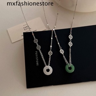 Mxfashione สร้อยคอโซ่ หัวเข็มขัดนิรภัย สไตล์เรโทร สําหรับผู้หญิง