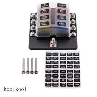 Kool Blade กล่องฟิวส์แผงวงจรเทอร์มินัลบล็อก พร้อมไฟแสดงสถานะ LED สติกเกอร์กันชื้น สําหรับรถยนต์ เรือ M