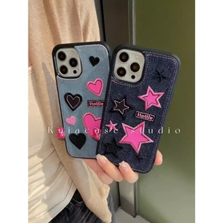 เคสโทรศัพท์มือถือ ผ้ายีน ปักลาย กันตก สําหรับ Iphone XINGX 15promax 14 13 12 11 15pro 14