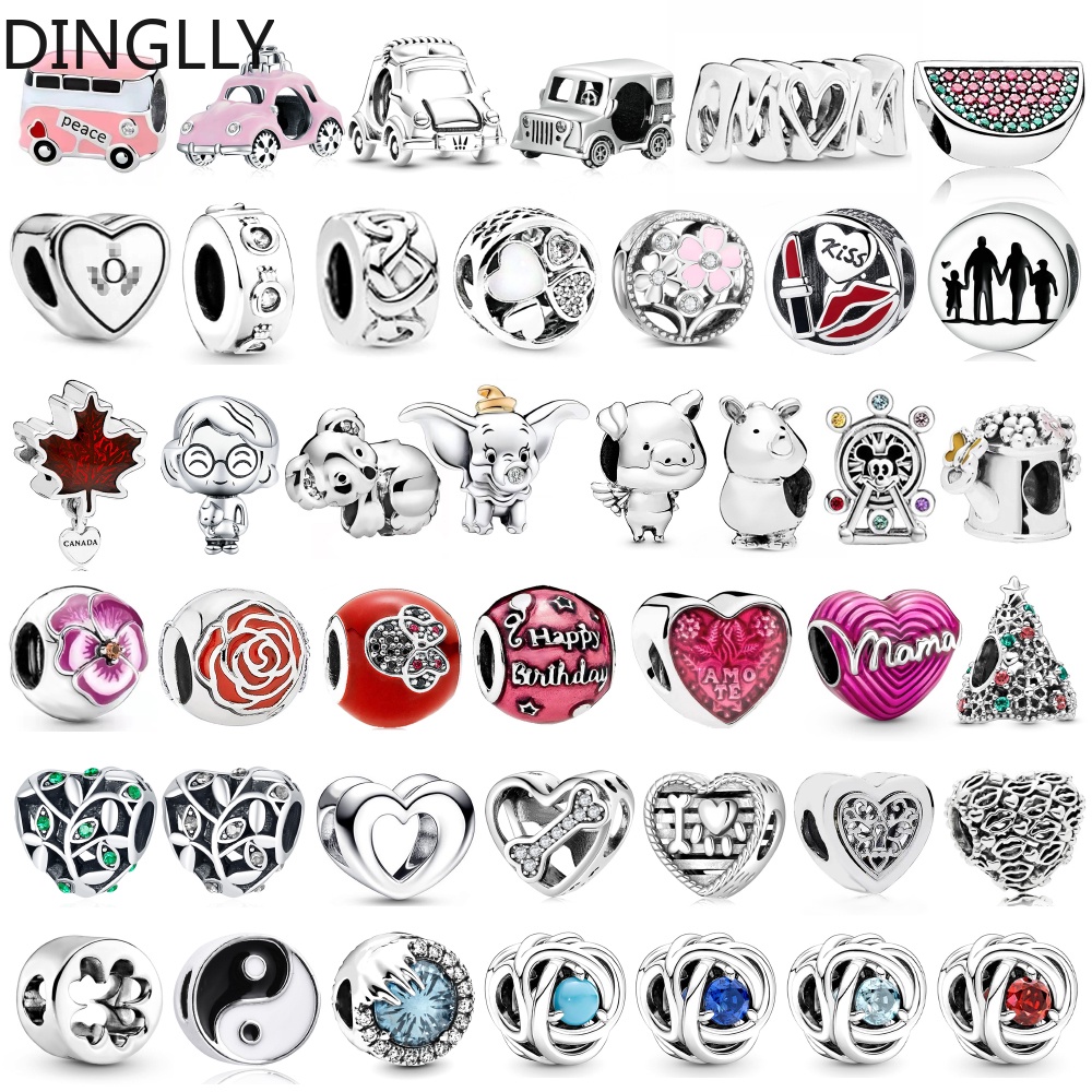 Dinglly จี้ลูกปัดยูนิคอร์น ช้าง หัวใจ สําหรับทําเครื่องประดับ Diy