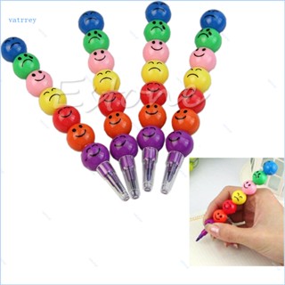 Va ดินสอสี รูปหน้ายิ้มน่ารัก วางซ้อนกันได้ 7 สี สําหรับโรงเรียน
