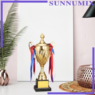 [Sunnimix] ถ้วยรางวัลรางวัล พร้อมฐานรางวัล ขนาดเล็ก พร้อมริบบิ้นโลหะ สําหรับแข่งฟุตบอล เบสบอล