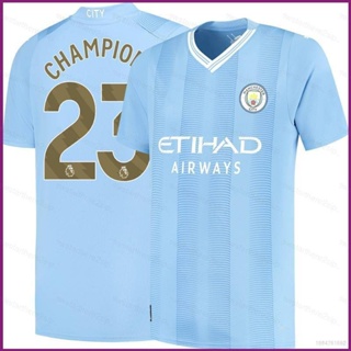 เสื้อกีฬาแขนสั้น ลายทีมชาติฟุตบอล Manchester City NP2 2023 24 ชุดเหย้า สําหรับผู้ชาย และผู้หญิง PN2