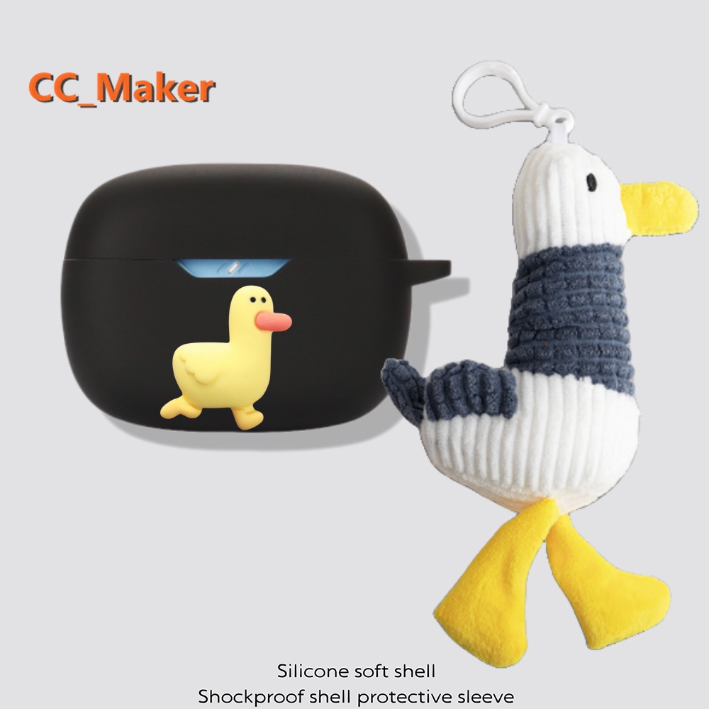 For JBL TUNE Beam Case Cartoon Plush Duck Keychain Pendant JBL Wave100 TWS / Wave Buds / Wave200 TWS