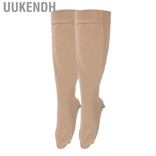 Uukendh Knee High Varicose Vein Stockings Plus Size Close Toe 23 To 32mmHg Compression Support Skin Color a