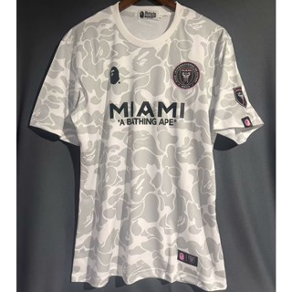 เสื้อกีฬาแขนสั้น ลายทีมชาติฟุตบอล Miami S-XXL 23-24 ชุดเหย้า แห้งเร็ว สีเทา และสีขาว สําหรับผู้ชาย