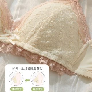🎀bearbra🎀ชุดชั้นในสตรี ฤดูร้อน บางเฉียบ หน้าอกเล็ก รวบรวม ไม่มีแหวนเหล็ก นักเรียนหญิง รับเต้านม ชุดชั้นใน