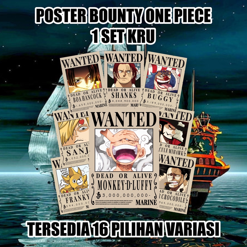 โปสเตอร์ One Piece Bounty ขนาด A4 10 ชิ้น 1 ชุด ใบ ประกาศ จับ วันพีซ โปสเตอร์วันพีช  luffy โซโล