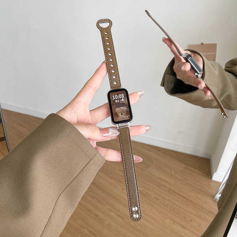 สายนาฬิกาหนังสำหรับ Huawei Band 11 Band 11 Pro สายรัดข้อมือทดแทนสำหรับ Huawei Band 8 9 10 อุปกรณ์เสริมสำหรับสมาร์ทแบนด์