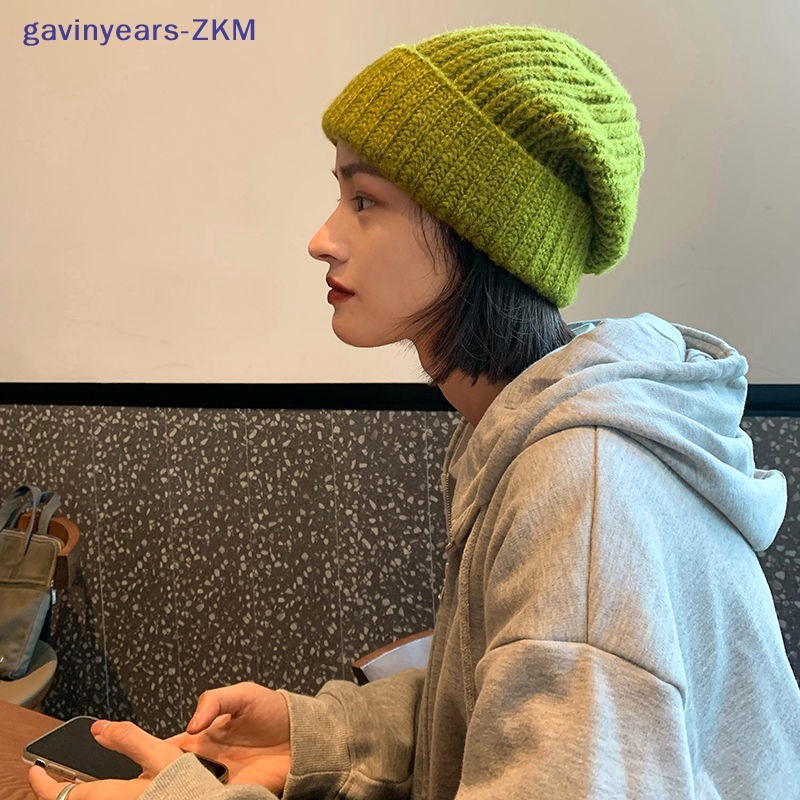 [gavinyears] หมวกบีนนี่ลําลอง ผ้าถัก ยืดหยุ่น ให้ความอบอุ่น เข้ากับทุกการแต่งกาย แฟชั่นฤดูใบไม้ร่วง ฤดูหนาว สไตล์เกาหลี สําหรับผู้หญิง [TH]