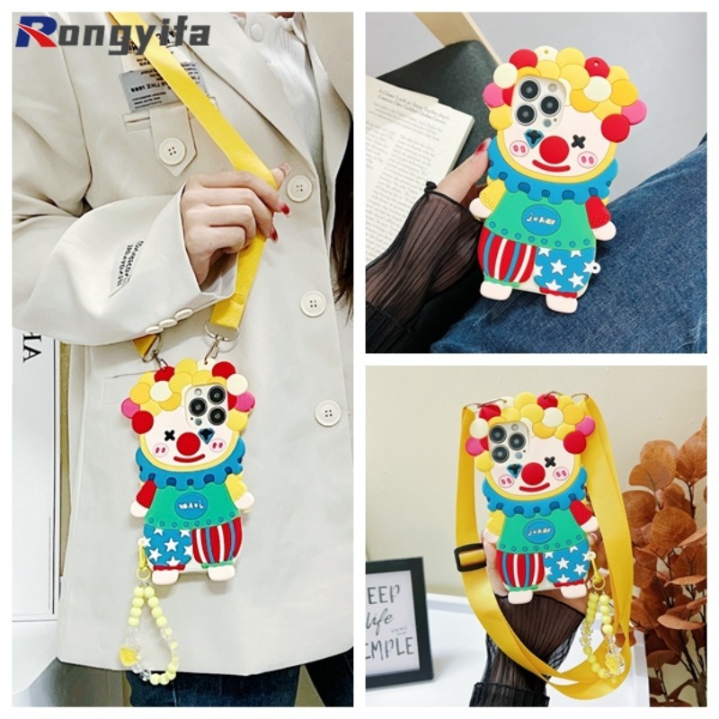 เคสโทรศัพท์มือถือ ซิลิโคนนิ่ม ลายการ์ตูนตัวตลก พร้อมสายคล้องยาว และสายคล้อง สําหรับ Vivo V29 Pro 5G V29 Lite V27 Pro V27E V25 V23 Pro V25E 4G V21 V21S 5G V21E 4G V20 Pro SE