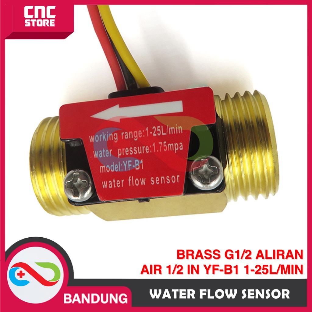 WATER FLOW SENSOR BRASS G1/2 WATER FLOW 1/2 IN YF-B1 1-25L/MIN