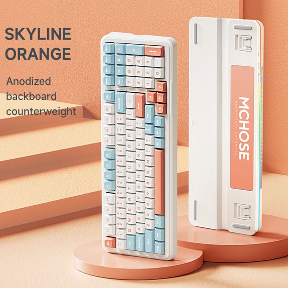 สต็อกพร้อม!2025 ใหม่! Mchose K99 v2 ที่กําหนดเองคีย์บอร์ดไร้สายบลูทูธ 3 โหมดคีย์บอร์ดเกม type-c ครีม