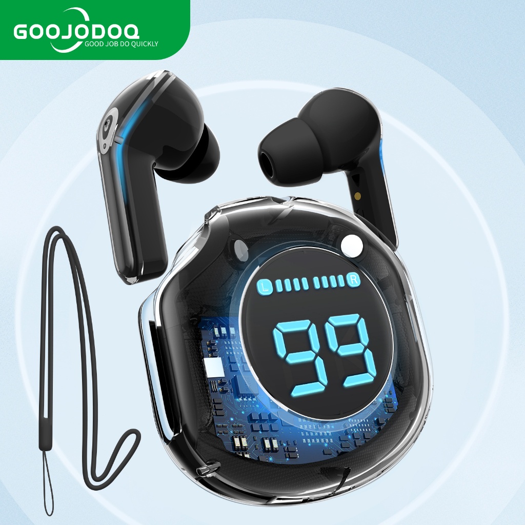 GOOJODOQ หูฟังบลูทูธ สเตอริโอ HiFi พร้อมเคสชาร์จ หน้าจอ LED