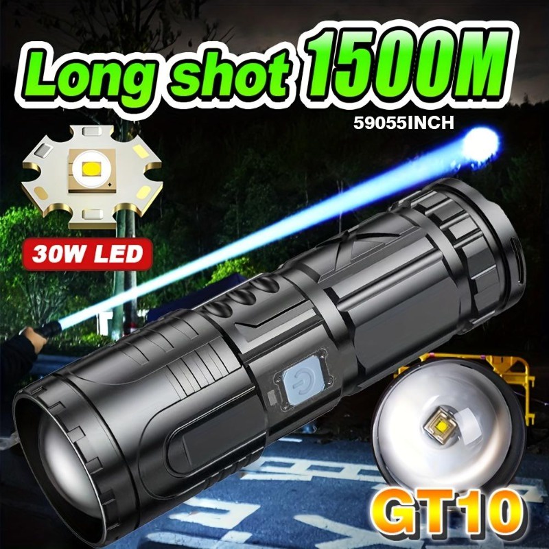 พร้อมส่ง ไฟฉาย LED ชาร์จไฟได้ สว่างพิเศษ กันน้ํา ABS สําหรับตั้งแคมป์ เดินป่า ตกปลา