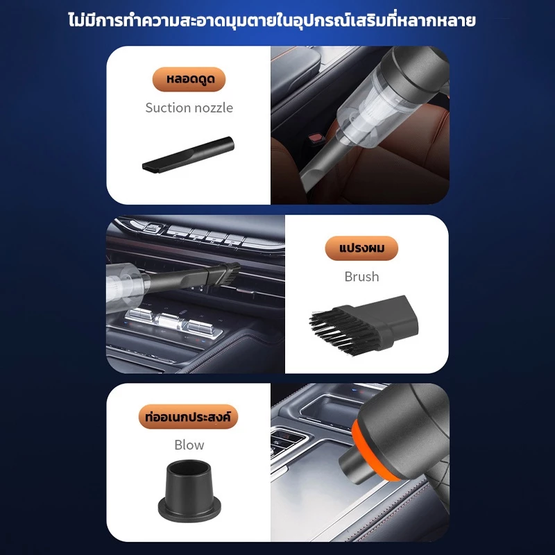 KAISER เครื่องดูดฝุ่นไร้สาย เครื่องดูดฝุ่นในรถ เครื่องดูดฝุ่นขนาดเล็ก ที่ดูดฝุ่นในรถยนต์ภายในบ้าน เตียง เครื่องดูดฝุ่น thumbnail 7