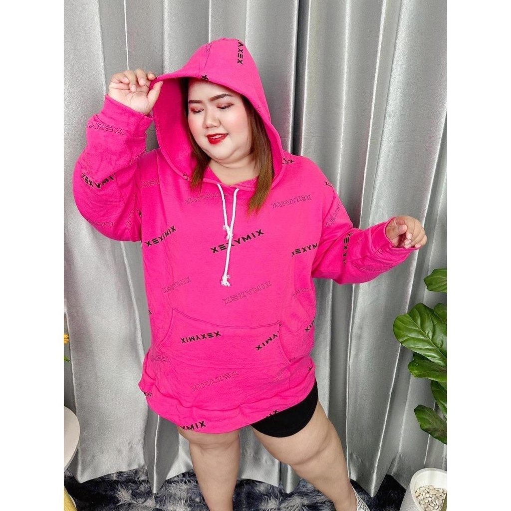 เสื้อกันหนาวชมพู มีฮูด P99 อกหน้าผ้าก่อนยืด อก62 งานฟรีไซส์ อก50 ถึง อก60 ใส่ได้ รอบแขน 26 ความยาว 3