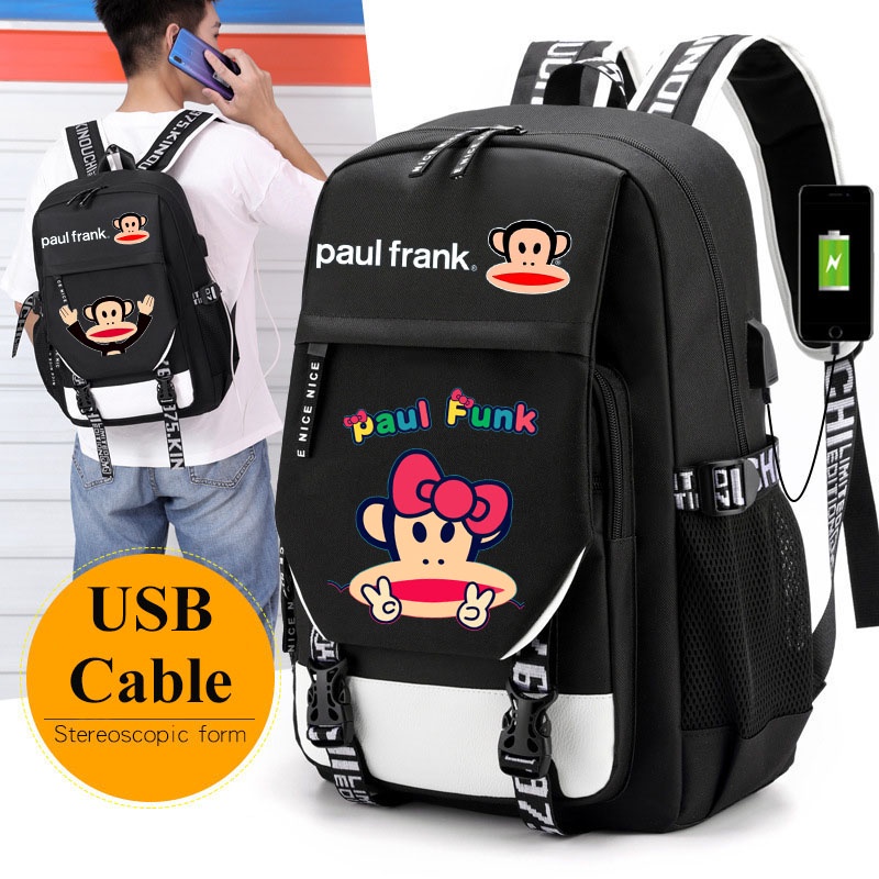 Paul Frank กระเป๋าเป้สะพายหลัง กระเป๋าเดินทาง กระเป๋าคอมพิวเตอร์ ชาร์จ USB เครื่องเขียน สําหรับนักเร