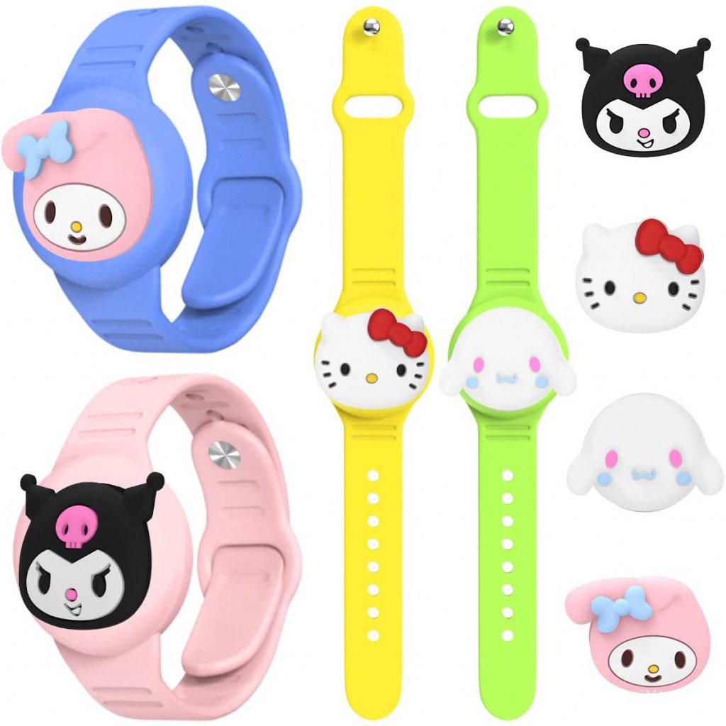 เข้ากันได้กับสายรัดข้อมือ AirTag, DIY เด็กน่ารัก Air Strap ที่วางป้ายอากาศที่ซ่อนอยู่เข้ากันได้กับ Air Label, สายรัดซิลิโคนอ่อนนุ่ม Anti-Lost