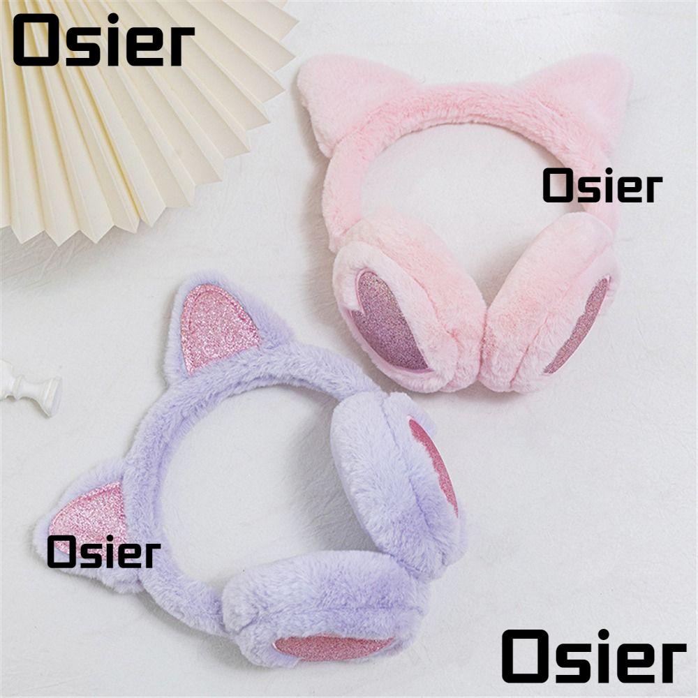 Osier1 ที่ปิดหูกันหนาว แต่งขนนิ่ม รูปหูแมวน่ารัก พับได้ ให้ความอบอุ่น เหมาะกับหน้าหนาว สําหรับผู้หญิง